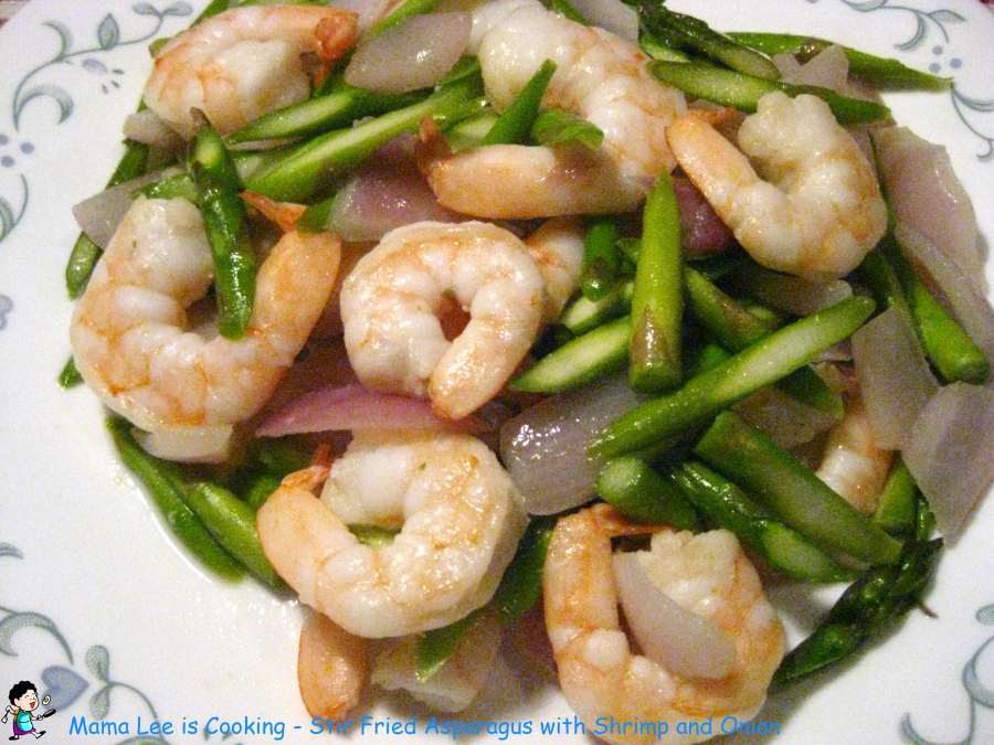 Stir Fried Asparagus with Shrimp and Onion – Mama Lee is Cooking （咱家小饭桌）
